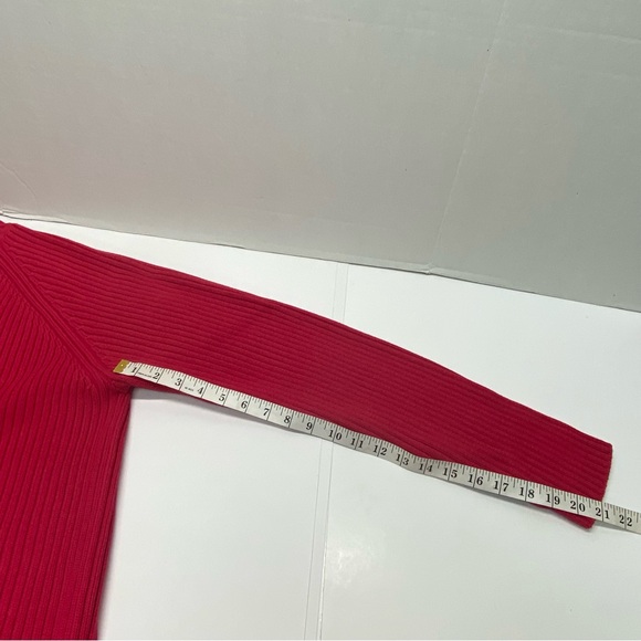 Vintage Lands End Red Full Zip Large Cardigan Y2K Cable Knit 100% Baumwolle - Picture 12 of 12